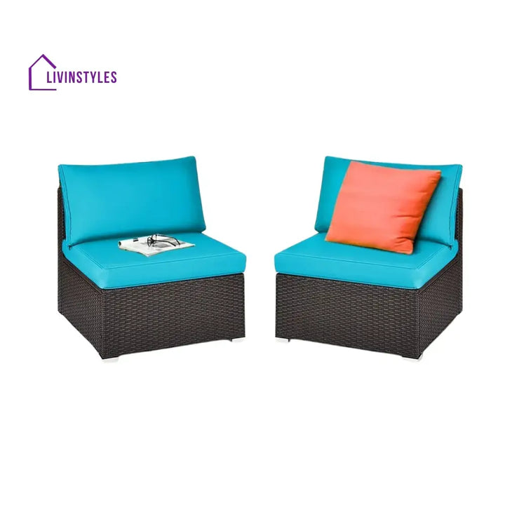 Juana 2-Piece Outdoor Wicker Armless Sofa - Sofa Set
