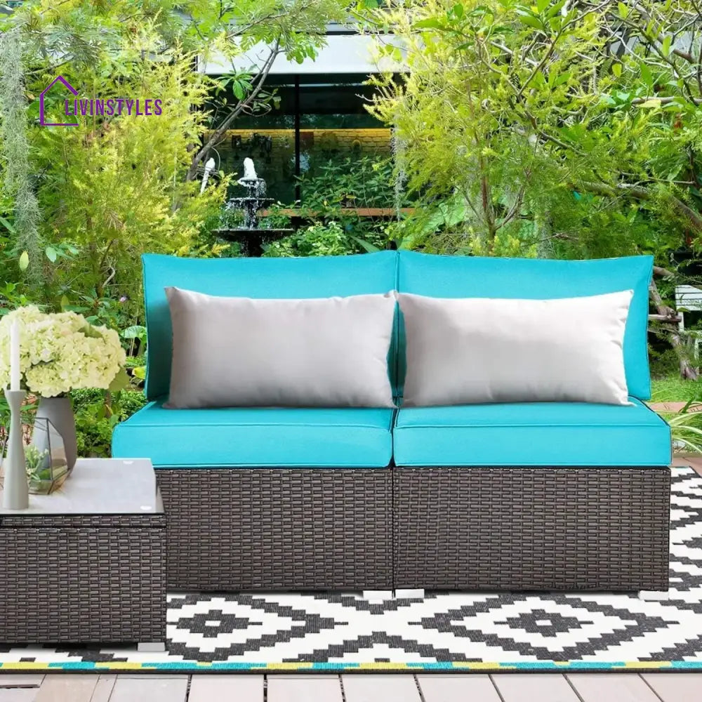 Juana 2-Piece Outdoor Wicker Armless Sofa - Sofa Set