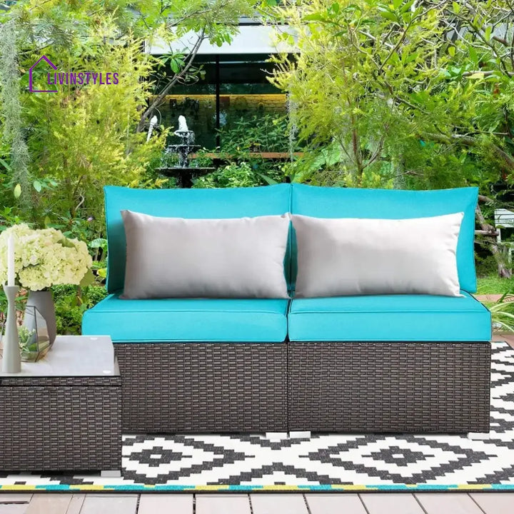 Juana 2-Piece Outdoor Wicker Armless Sofa - Sofa Set