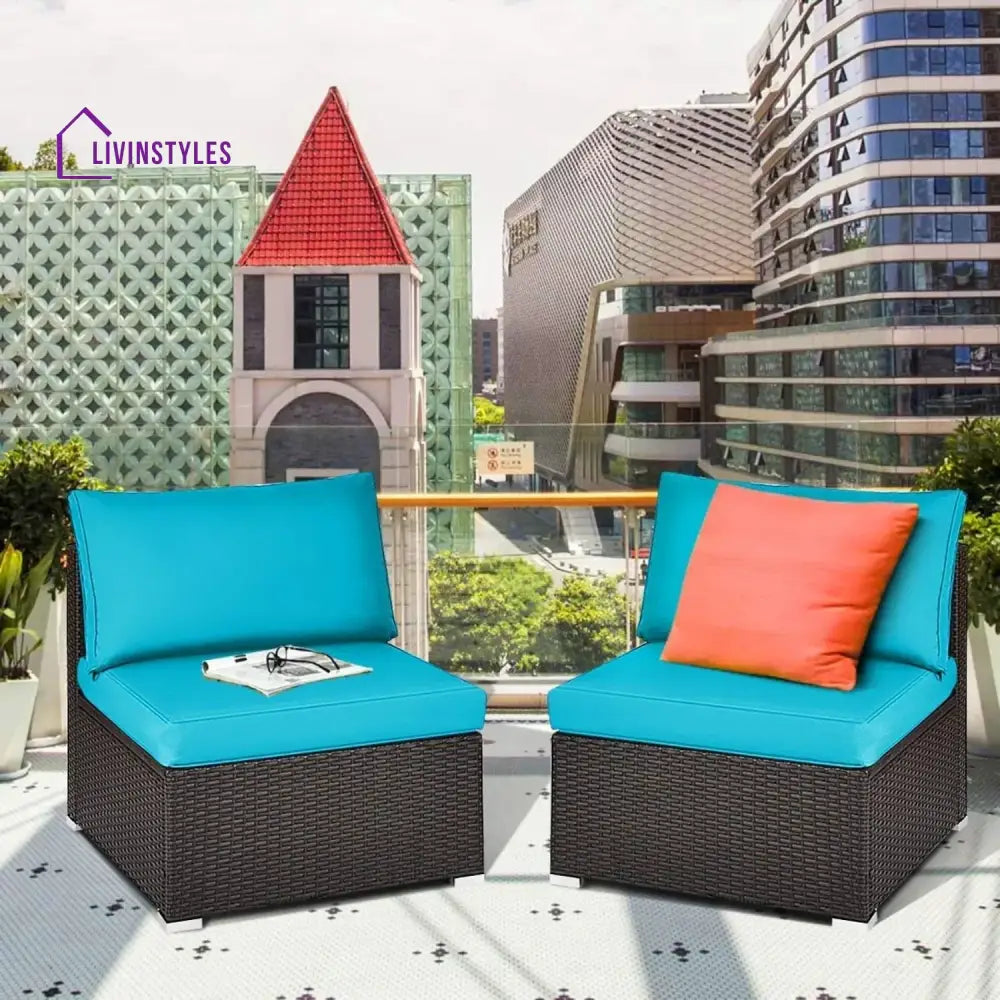 Juana 2-Piece Outdoor Wicker Armless Sofa - Sofa Set