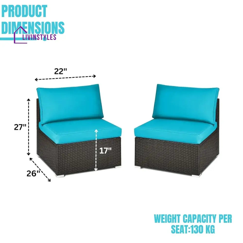 Juana 2-Piece Outdoor Wicker Armless Sofa - Sofa Set