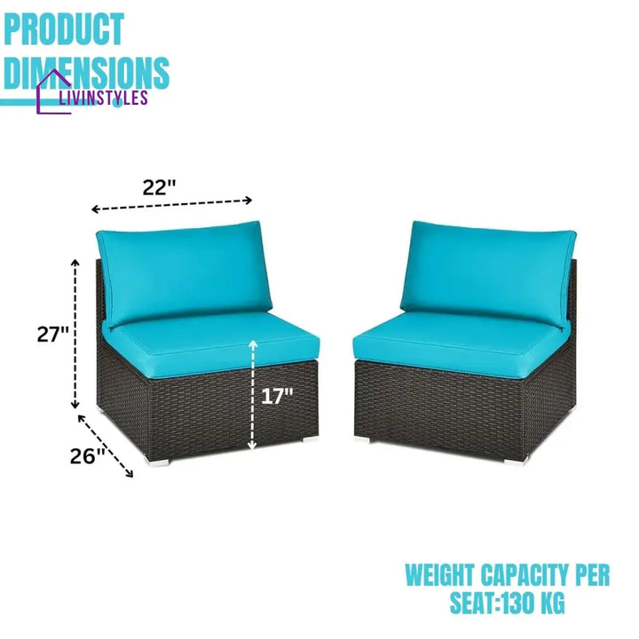 Juana 2-Piece Outdoor Wicker Armless Sofa - Sofa Set