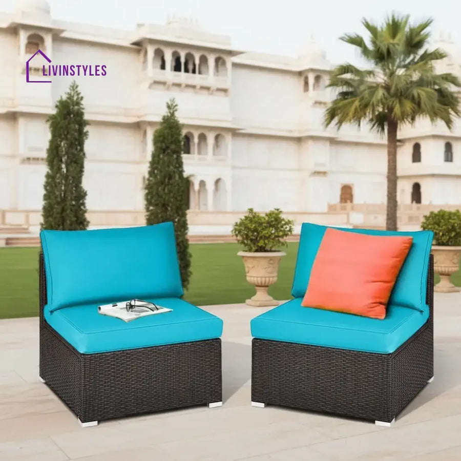 Juana 2-Piece Outdoor Wicker Armless Sofa - Sofa Set