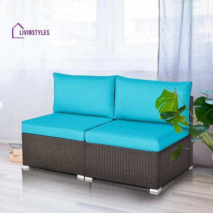 Juana 2-Piece Outdoor Wicker Armless Sofa - Sofa Set