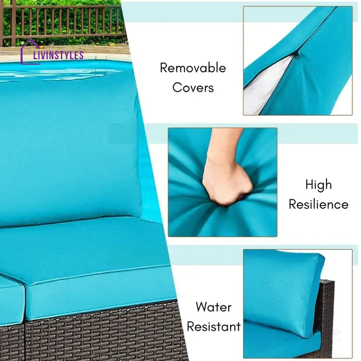 Juana 2-Piece Outdoor Wicker Armless Sofa - Sofa Set