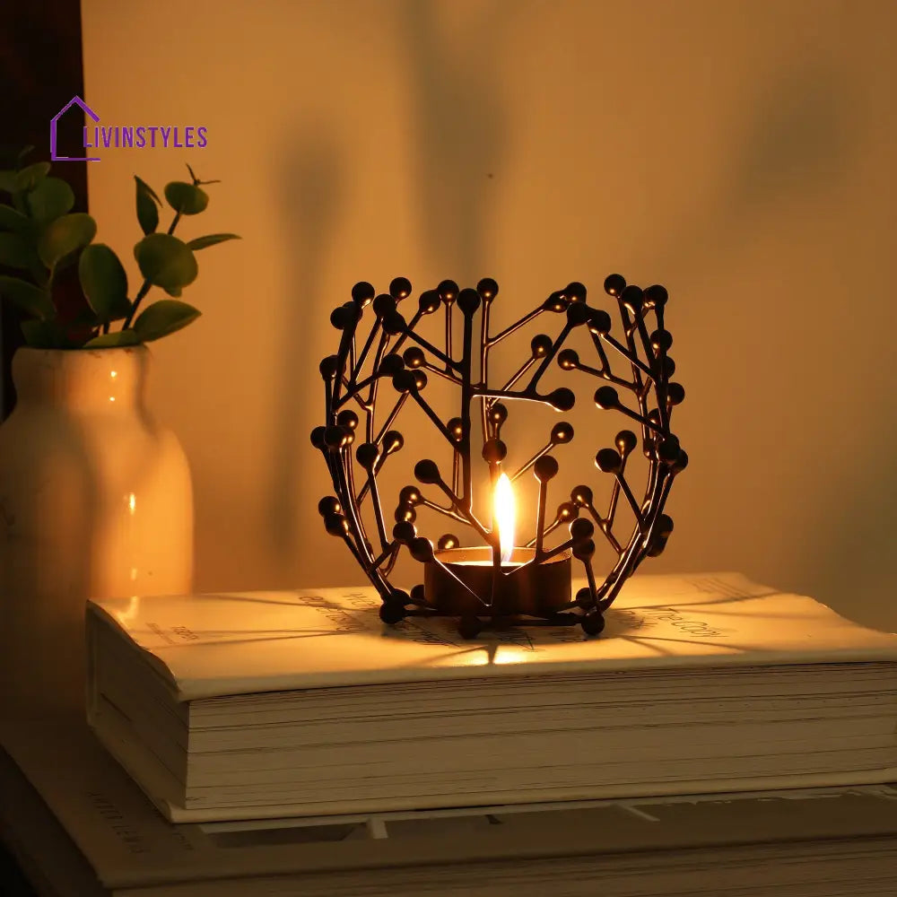 Juanita Tealight Holder In Black Teal Light