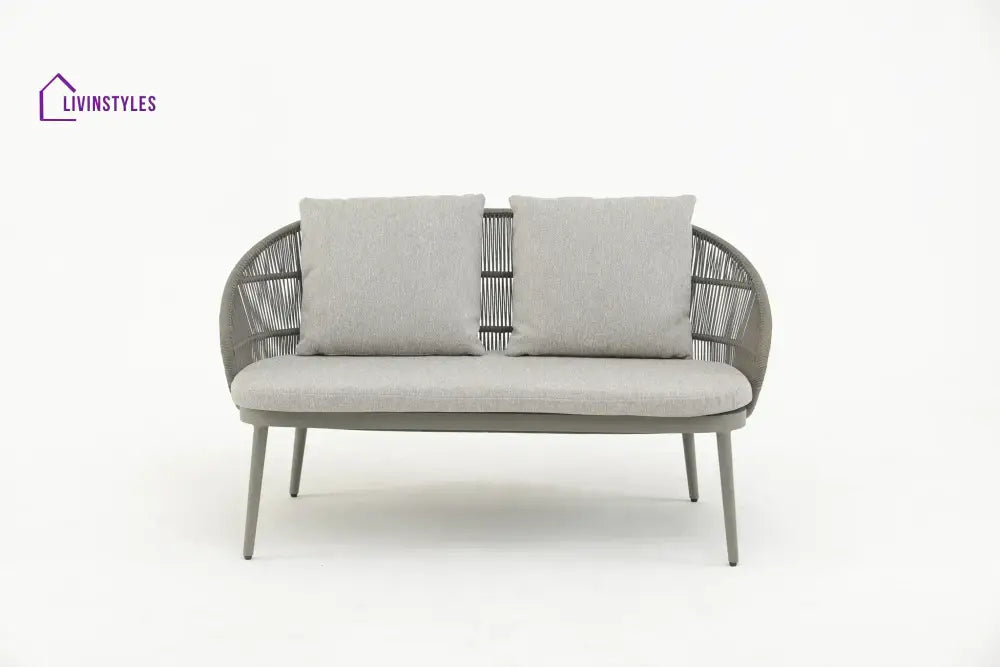 Juanito Outdoor Sofa Set 2 Seater 1 Single Seater 1 Side Table and 1 Center Table Set (Grey) Braided & Rope - Sofa Sets
