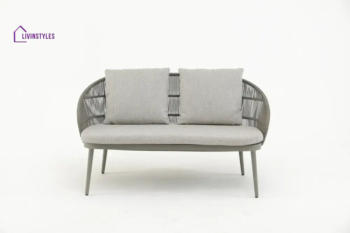 Juanito Outdoor Sofa Set 2 Seater 1 Single Seater 1 Side Table and 1 Center Table Set (Grey) Braided & Rope - Sofa Sets