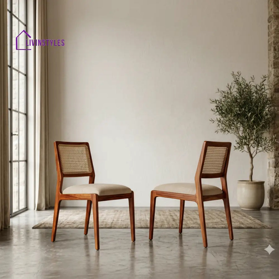 Jude Sheesham Wood Dining Chairs - Set of 2 (Honey Finish)
