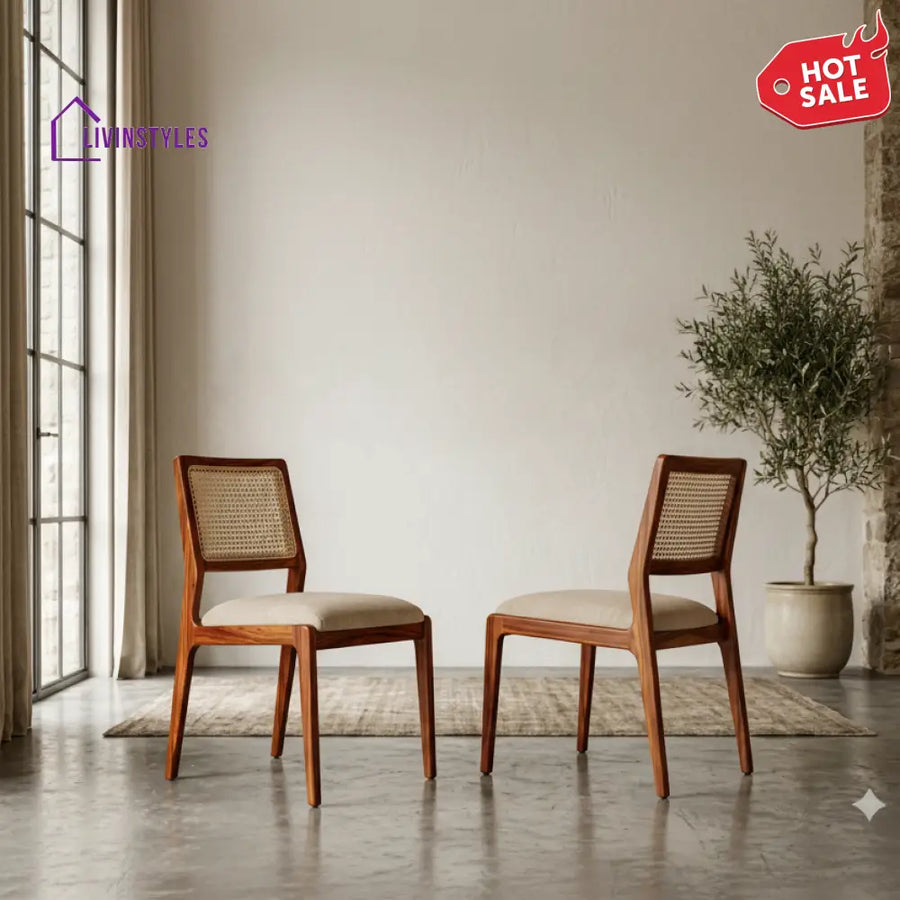 Jude Sheesham Wood Dining Chairs - Set of 2 (Honey Finish)