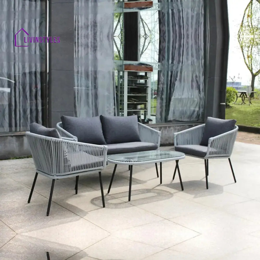 Juhi Outdoor 4 Seater Rope Conversation Sofa Set - Sofa Set