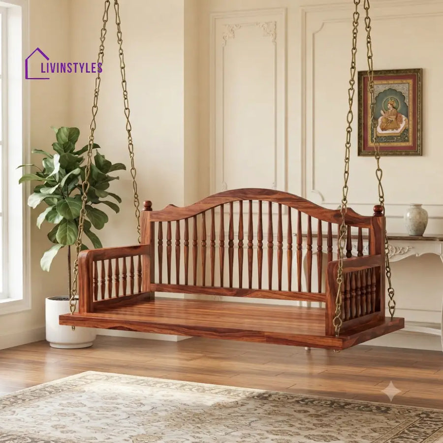 Jules 2 Seater Wooden Swing for Home | Wooden Jhula for home