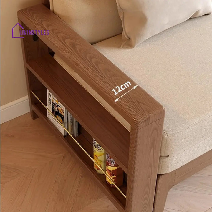 Multifunctional Retractable Sofa Bed with Wide Armrest and Storage Shelf FURNITURE