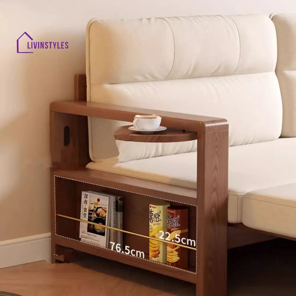 Multifunctional Retractable Sofa Bed with Wide Armrest and Storage Shelf FURNITURE