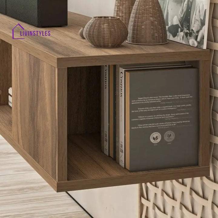Julia Wall Mounted Wooden Finish Tv Unit Stand for Living Room