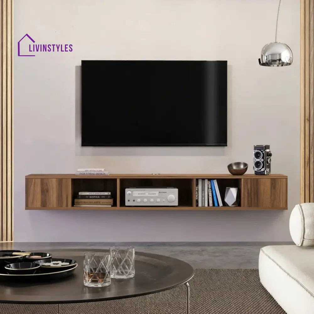 Julia Wall Mounted Wooden Finish Tv Unit Stand for Living Room