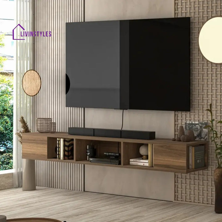 Julia Wall Mounted Wooden Finish Tv Unit Stand for Living Room