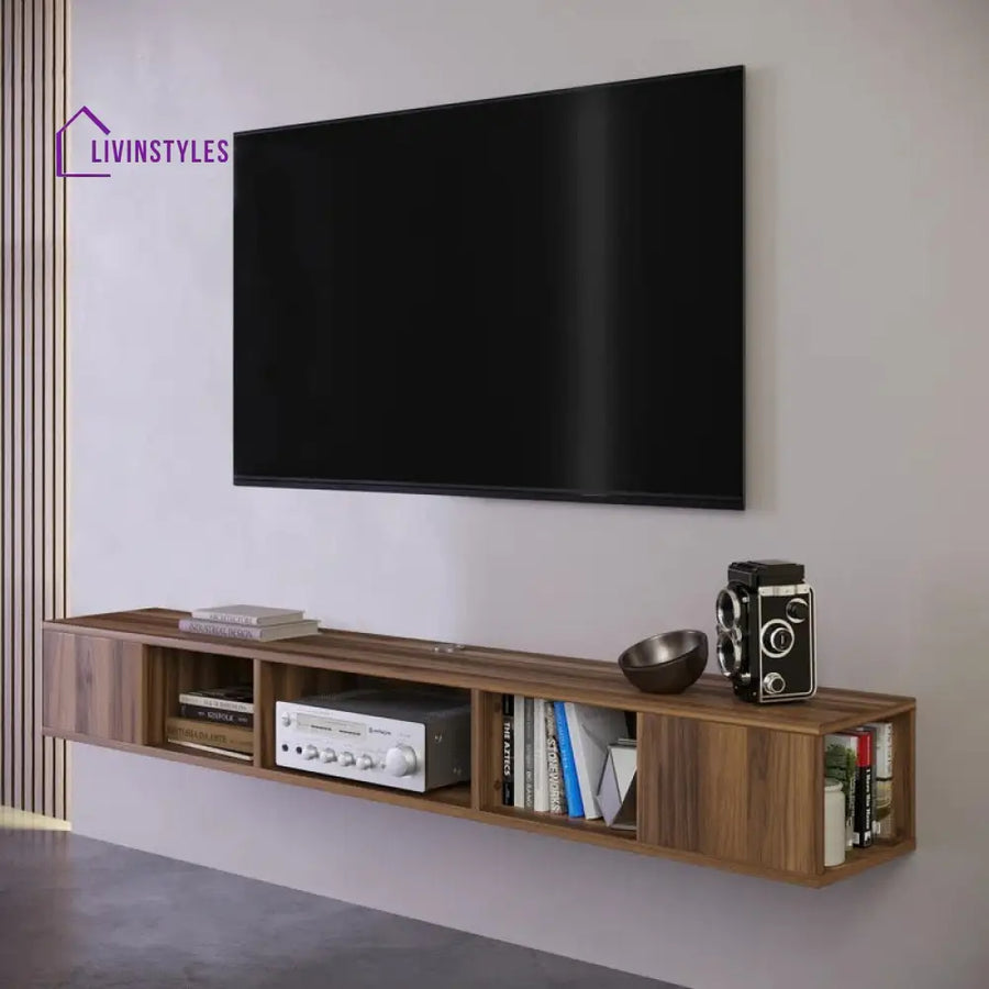 Julia Wall Mounted Wooden Finish Tv Unit Stand for Living Room