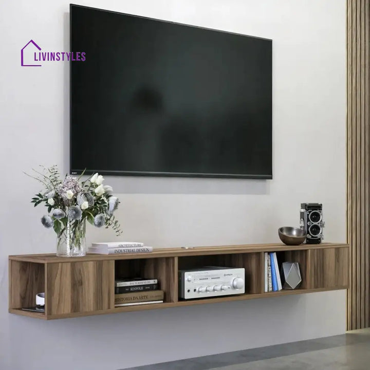 Julia Wall Mounted Wooden Finish Tv Unit Stand for Living Room