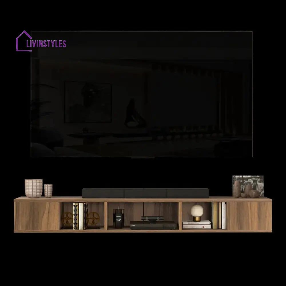 Julia Wall Mounted Wooden Finish Tv Unit Stand for Living Room