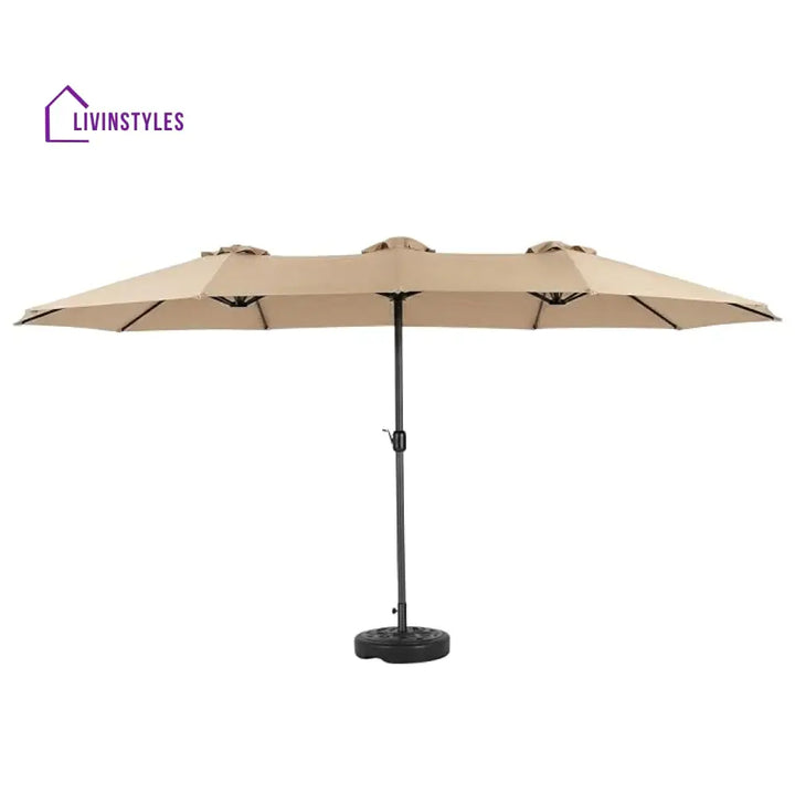 Julie 15 Ft Double Sided Outdoor Patio Umbrella With Granite Base Maroon - Patio Umbrella