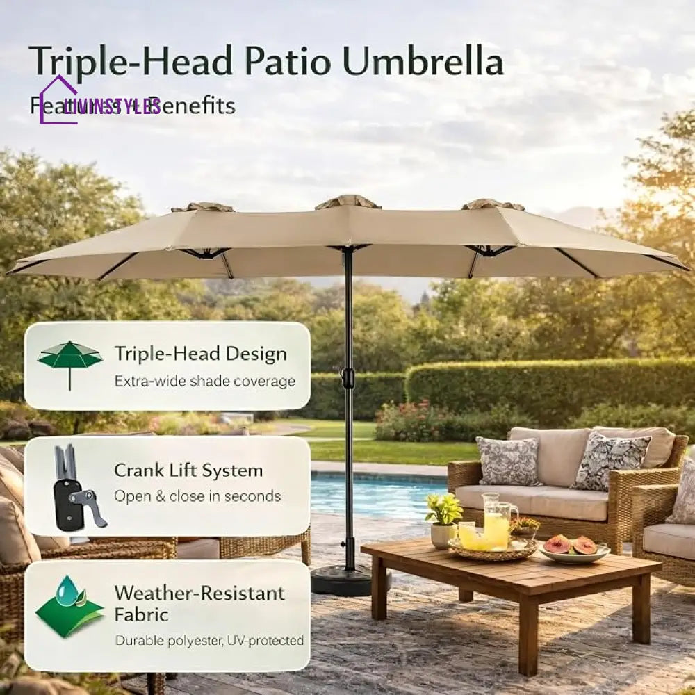 Julie 15 Ft Double Sided Outdoor Patio Umbrella With Granite Base Maroon - Patio Umbrella