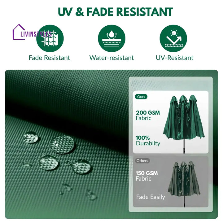 Julie 15FT Double Sided Outdoor Patio Umbrella With Granite Base Green - Patio Umbrella