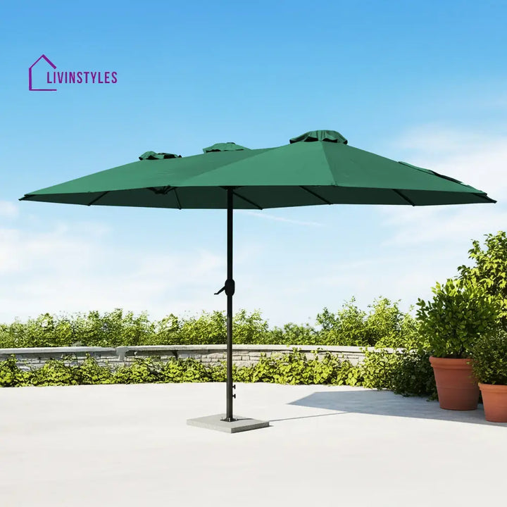 Julie 15FT Double Sided Outdoor Patio Umbrella With Granite Base Green - Patio Umbrella