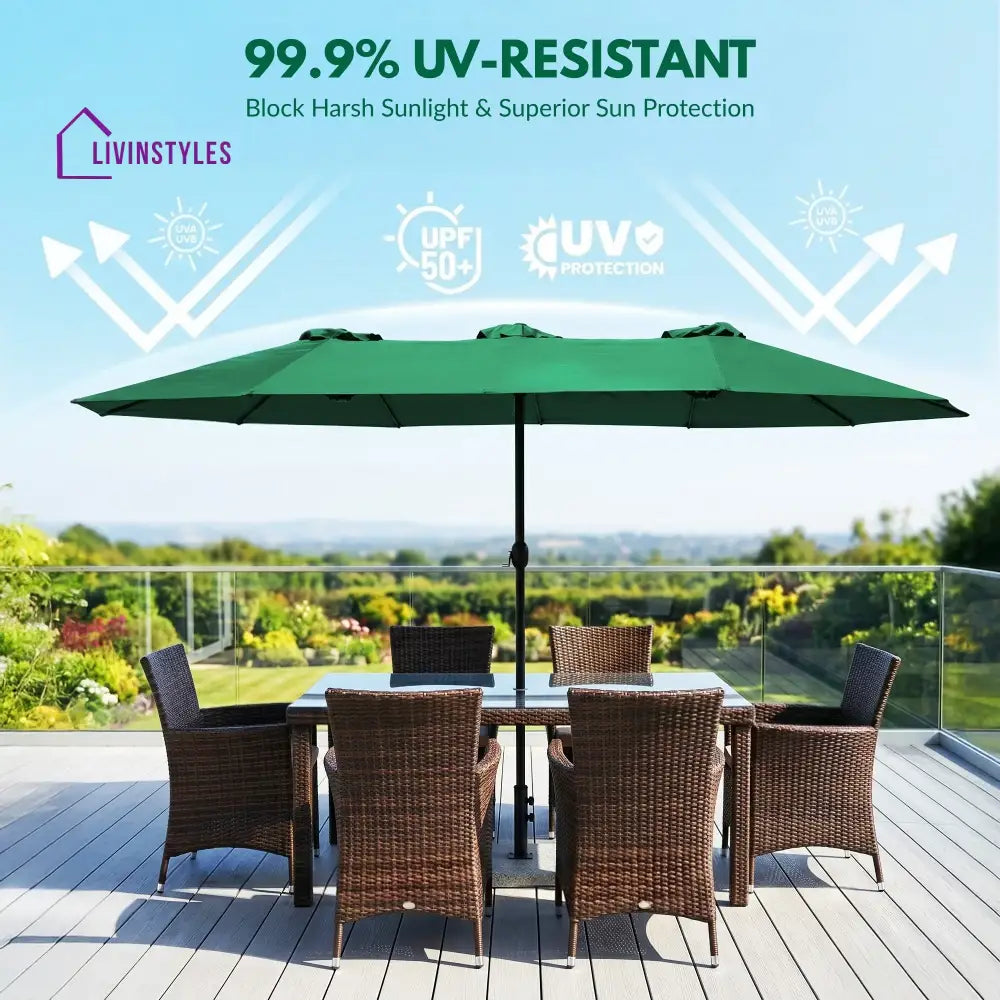 Julie 15FT Double Sided Outdoor Patio Umbrella With Granite Base Green - Patio Umbrella