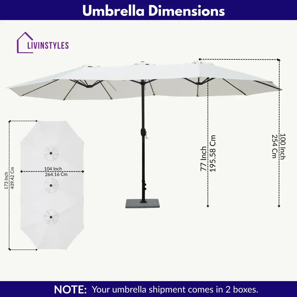 Julie 15ft Double Sided Outdoor Patio Umbrella With Granite Base White - Patio Umbrella