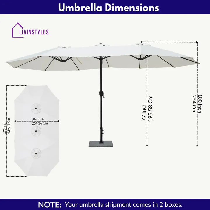 Julie 15ft Double Sided Outdoor Patio Umbrella With Granite Base White - Patio Umbrella