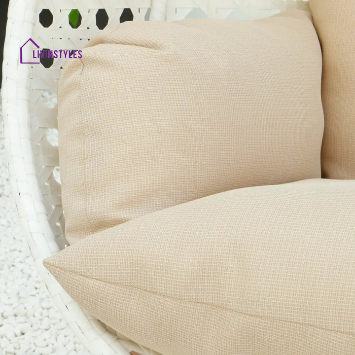 Juhi Double Seater Hanging Swing With Stand For Balcony | Garden (White) Swings