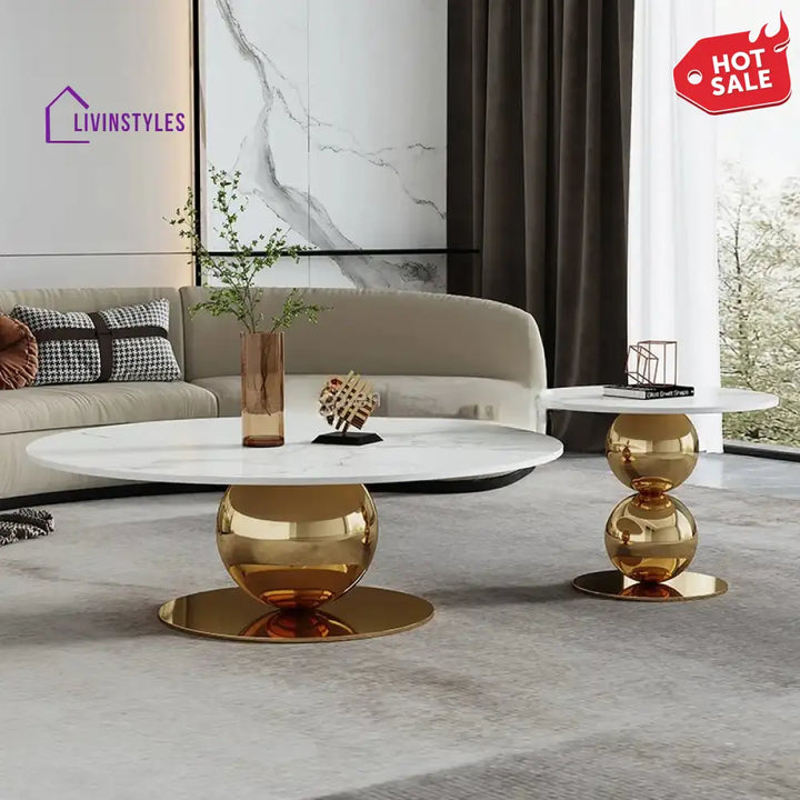 Juhi Stainless Steel Triple Globe Coffee Table Set