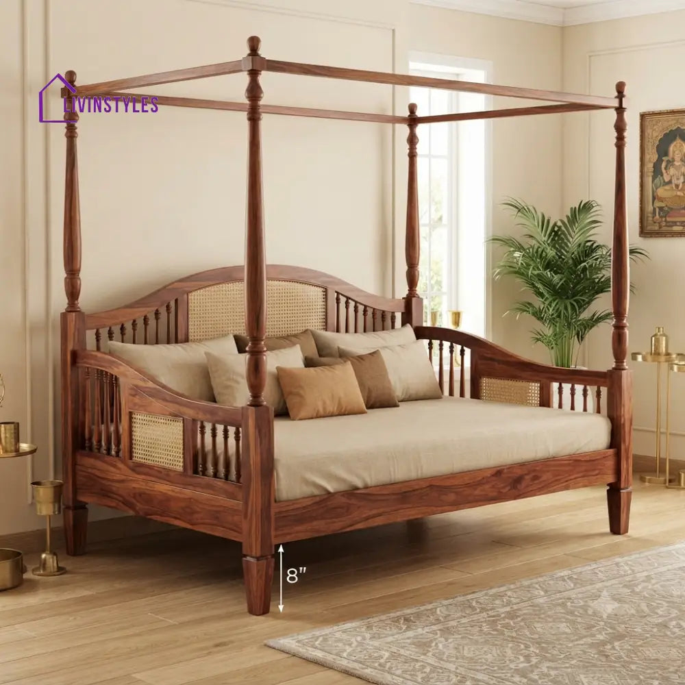 Julien Wooden Divan Bed for Living Room | Solid Sheesham Wood
