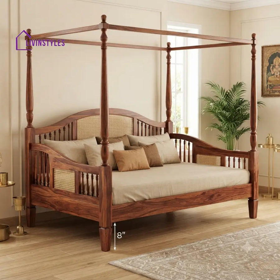 Julien Wooden Divan Bed for Living Room | Solid Sheesham Wood