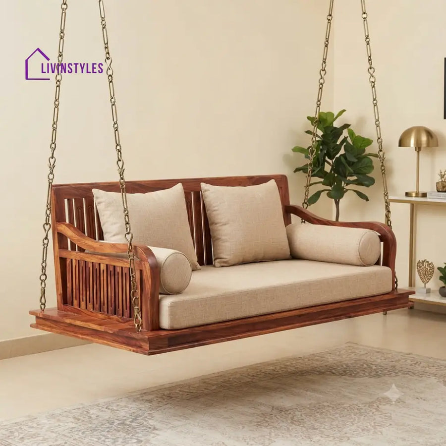 Juliette 2 Seater Wooden Swing for Home | Wooden Jhula for home