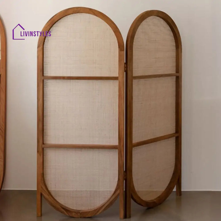 Juliette Wooden and Cane Weaving Room Partition for Living Room