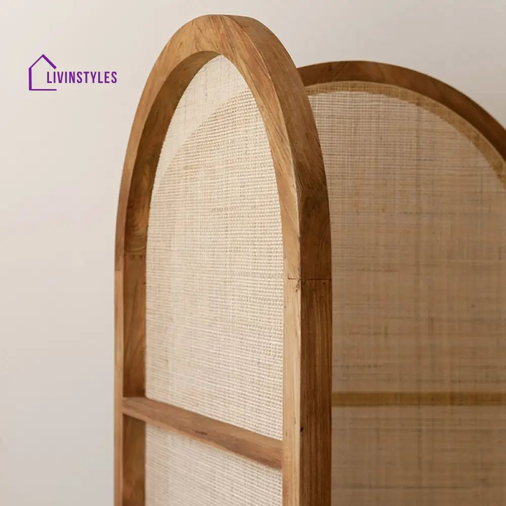 Juliette Wooden and Cane Weaving Room Partition for Living Room