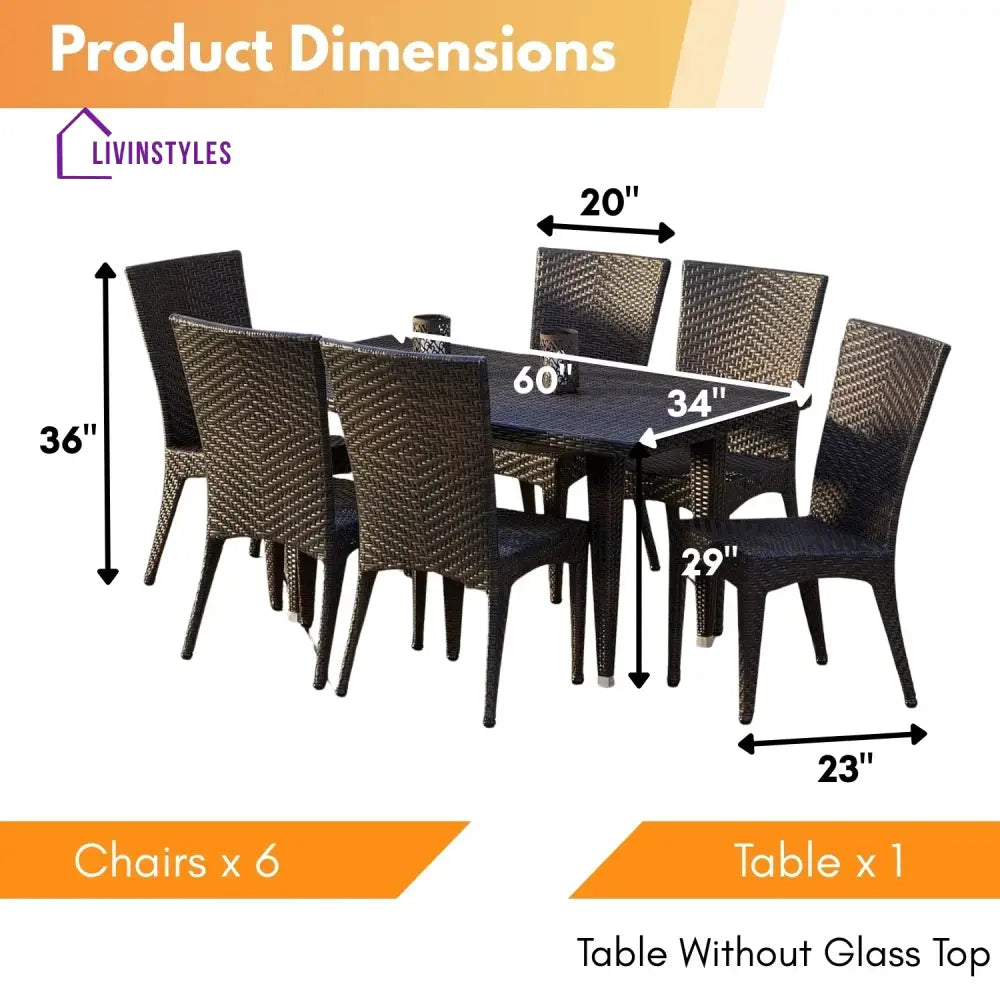 Jumanah Outdoor All-Weather Resistant Rattan Wicker 7-Piece Dining Set - Dining Set