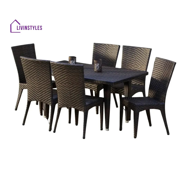 Jumanah Outdoor All-Weather Resistant Rattan Wicker 7-Piece Dining Set - Dining Set