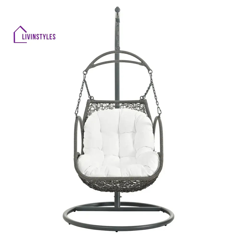 Jumoke Outdoor Rattan Wicker Hanging Swing Chair with Cushion - Swing