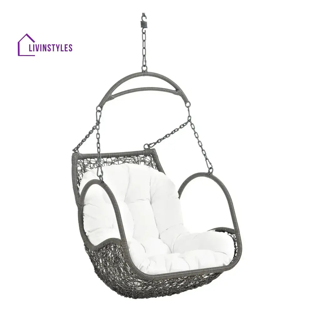 Jumoke Outdoor Rattan Wicker Hanging Swing Chair with Cushion - Swing