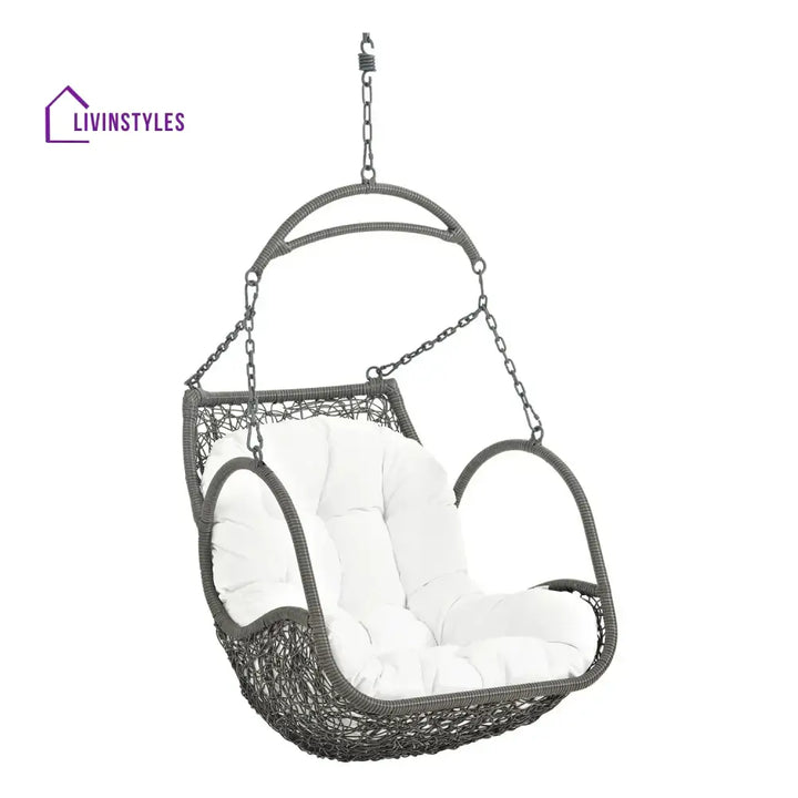 Jumoke Outdoor Rattan Wicker Hanging Swing Chair with Cushion - Swing