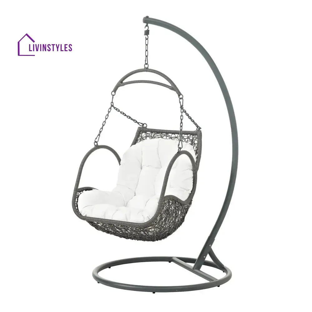 Jumoke Outdoor Rattan Wicker Hanging Swing Chair with Cushion - Swing