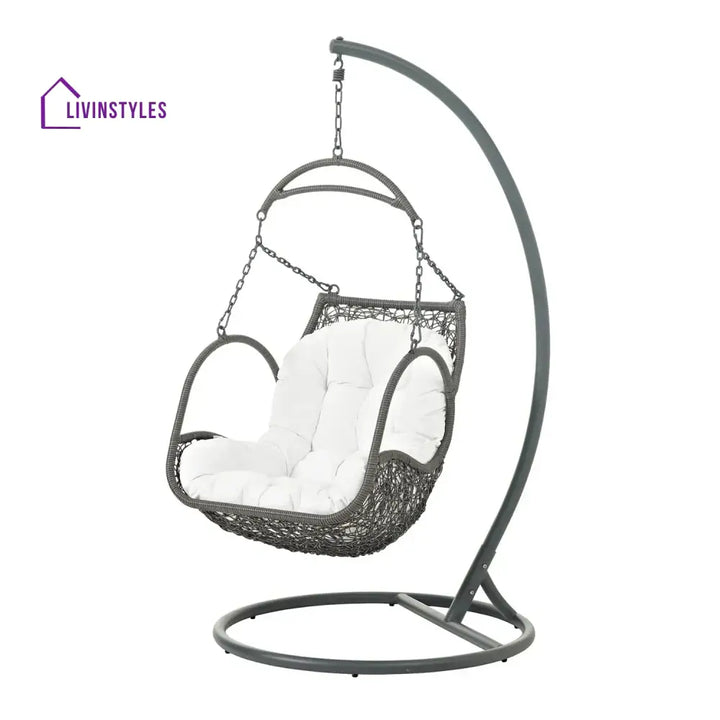 Jumoke Outdoor Rattan Wicker Hanging Swing Chair with Cushion - Swing