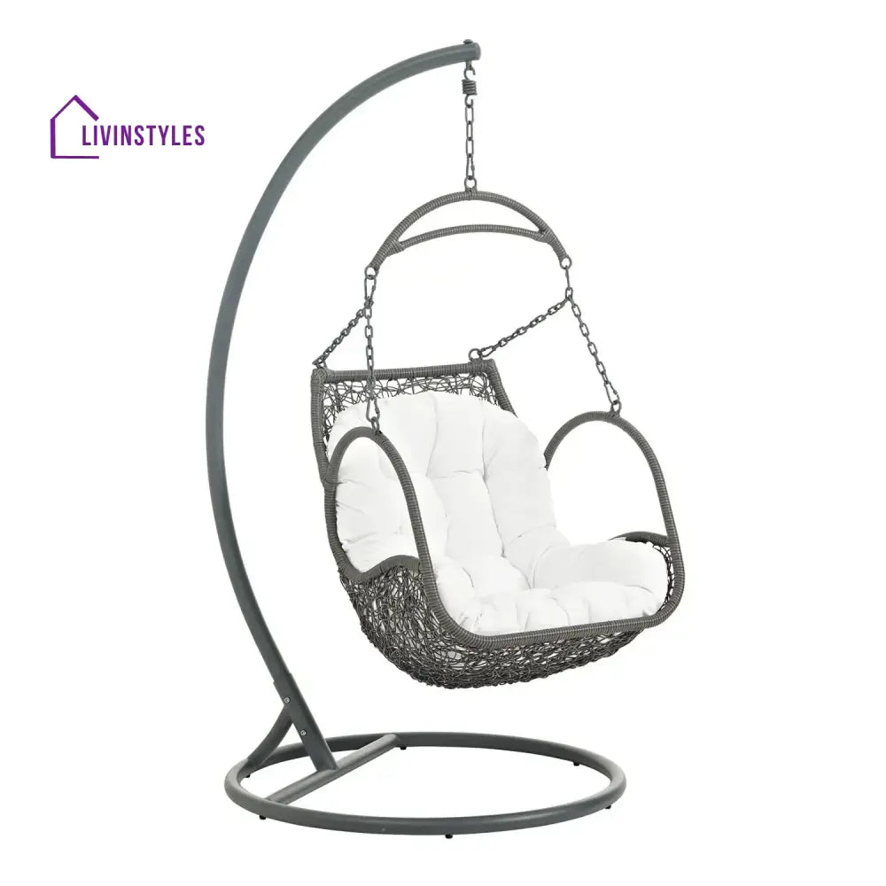 Jumoke Outdoor Rattan Wicker Hanging Swing Chair with Cushion - Swing