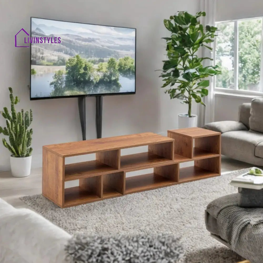 Juniper Wooden Finish Tv Unit Stand for Living Room