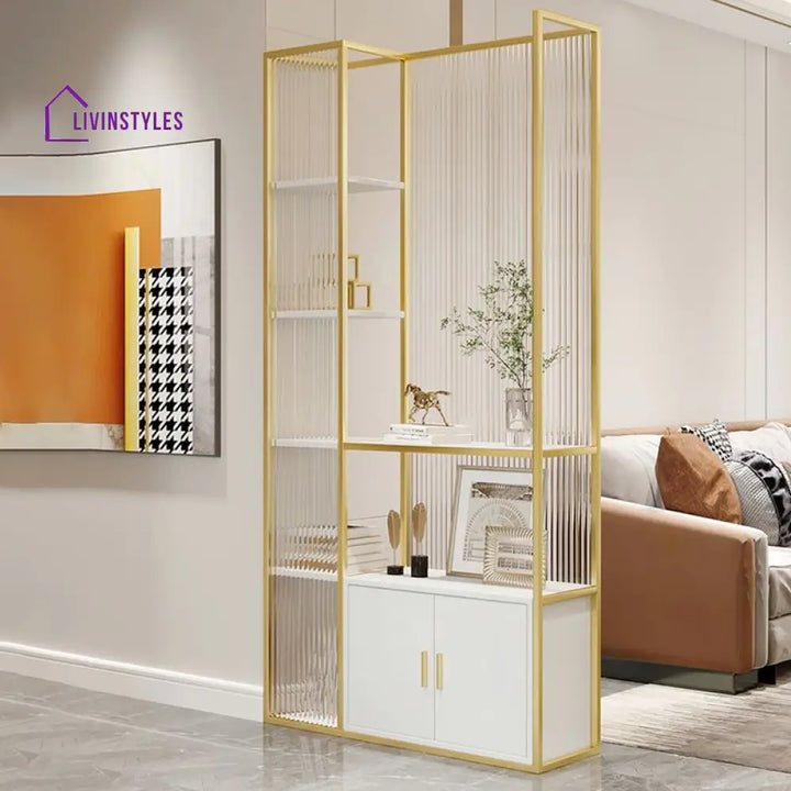 Juno Metal Room Partition for Living Area with Bookshelves