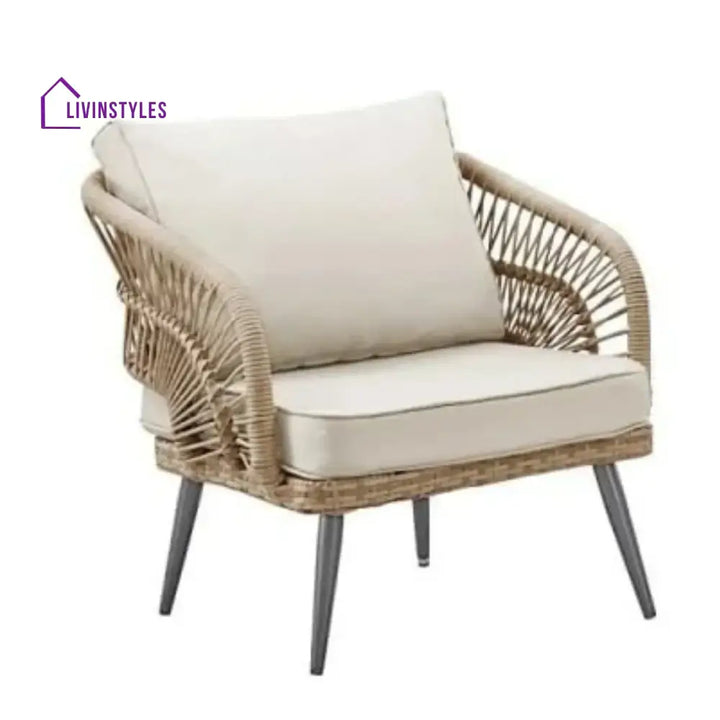 Juno Outdoor Rope Conversation Patio Sofa Set (Beige/Cream) - Sofa Set