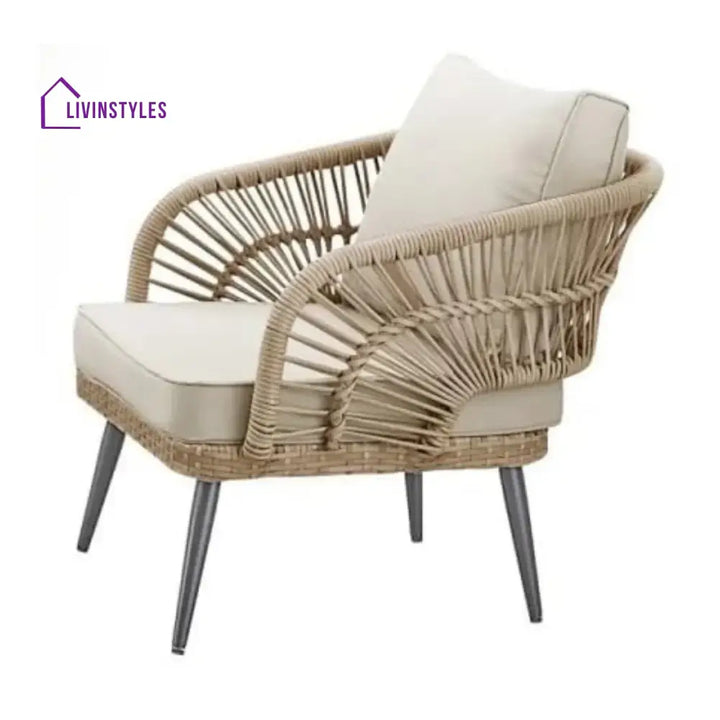 Juno Outdoor Rope Conversation Patio Sofa Set (Beige/Cream) - Sofa Set